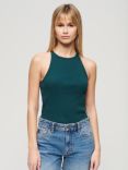 Superdry Essential Logo Racer Vest Top, Dark Pine Green