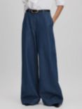 Reiss Olivia Lightweight Wide Leg Jeans, Dark Blue