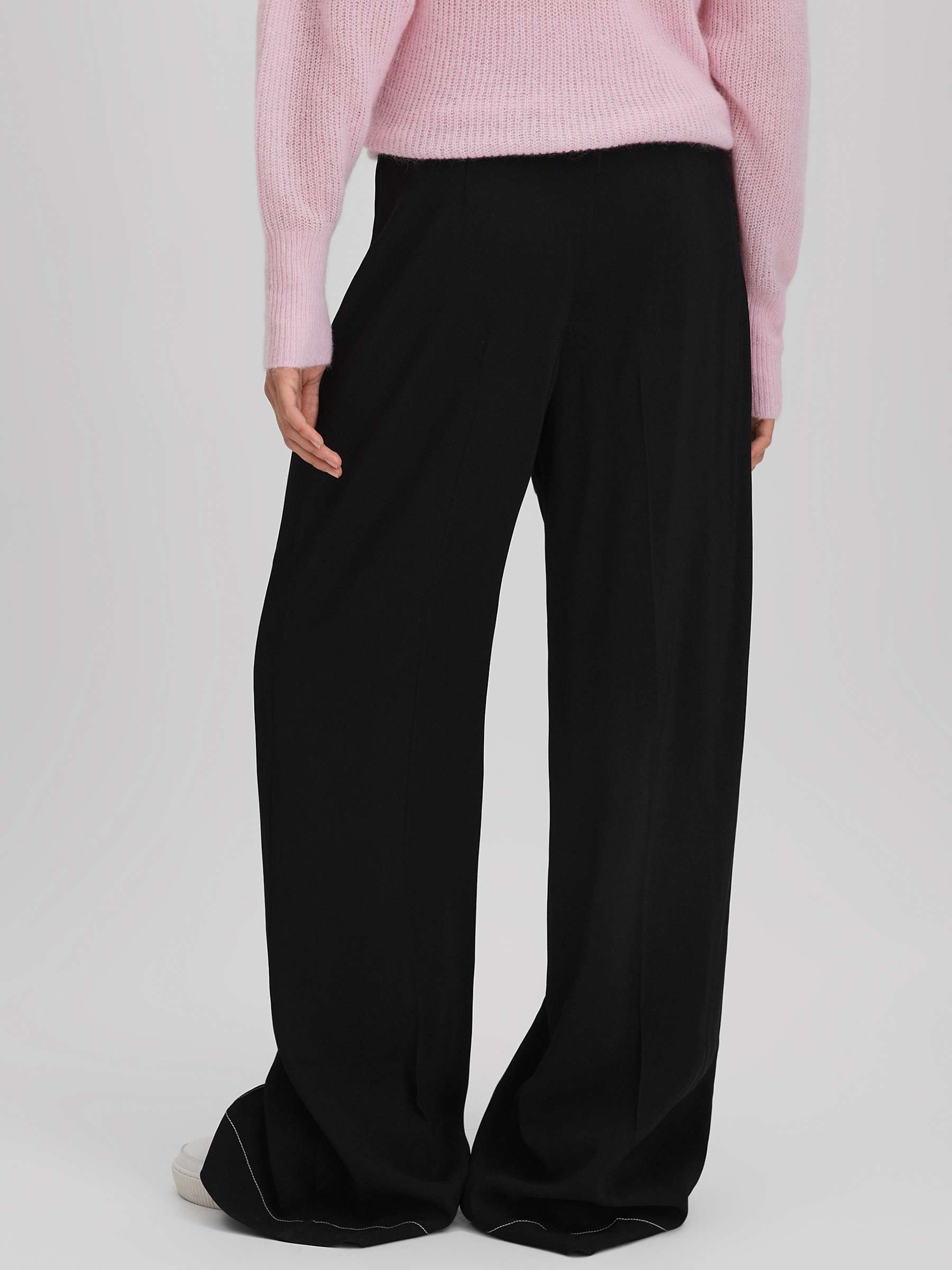 Buy Reiss Kylie Contrast Stitch Detail Wide Leg Trousers, Black Online at johnlewis.com