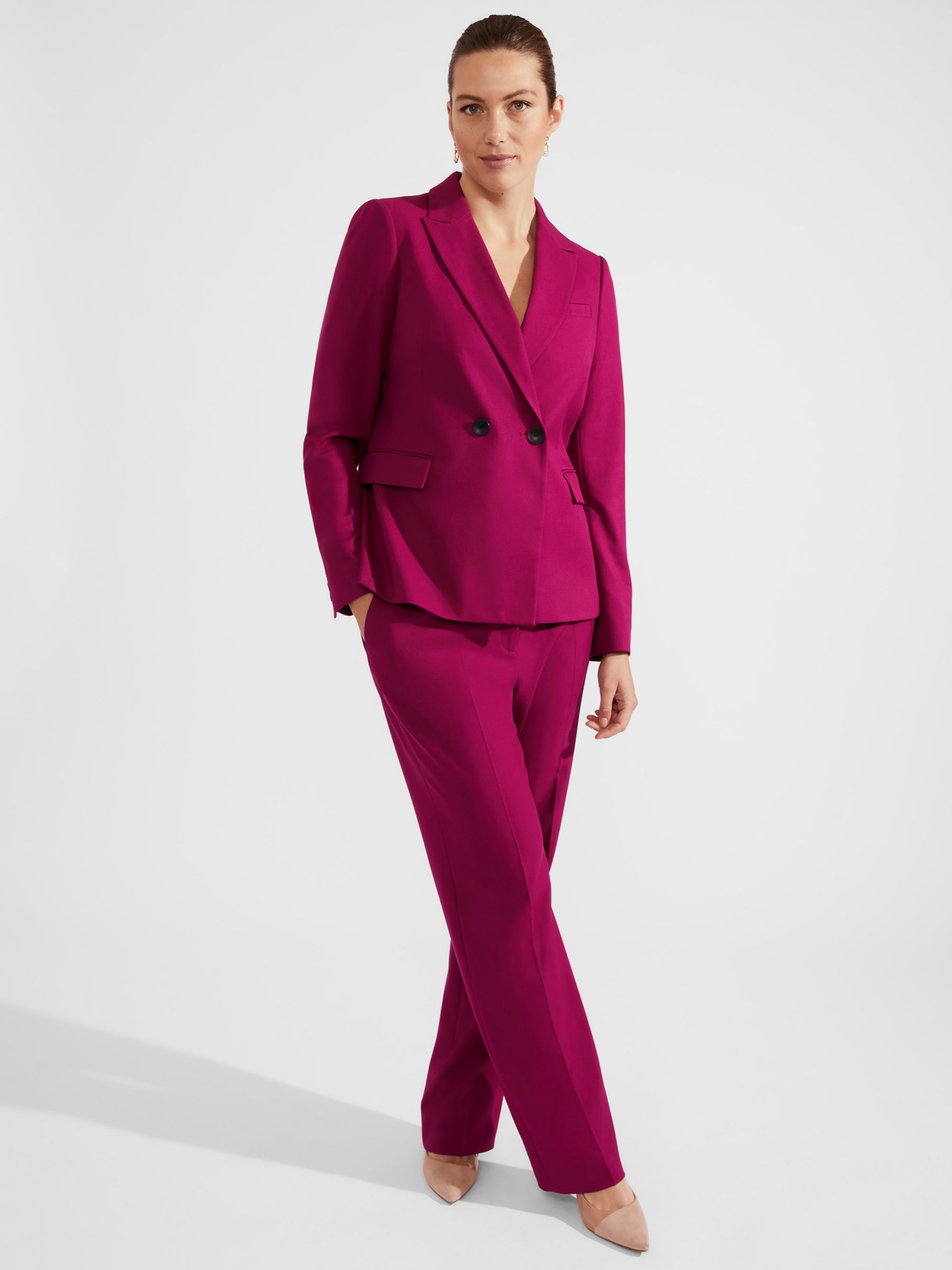 Hobbs Petite Nola Double Breasted Tailored Jacket, Bramble Apple at ...