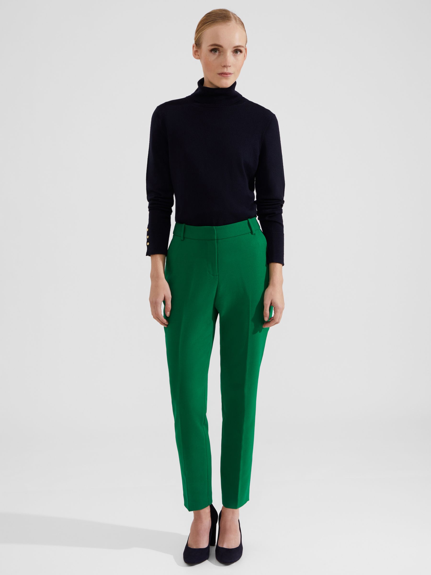 Hobbs Suki Tailored Trousers, Malachite Green at John Lewis & Partners