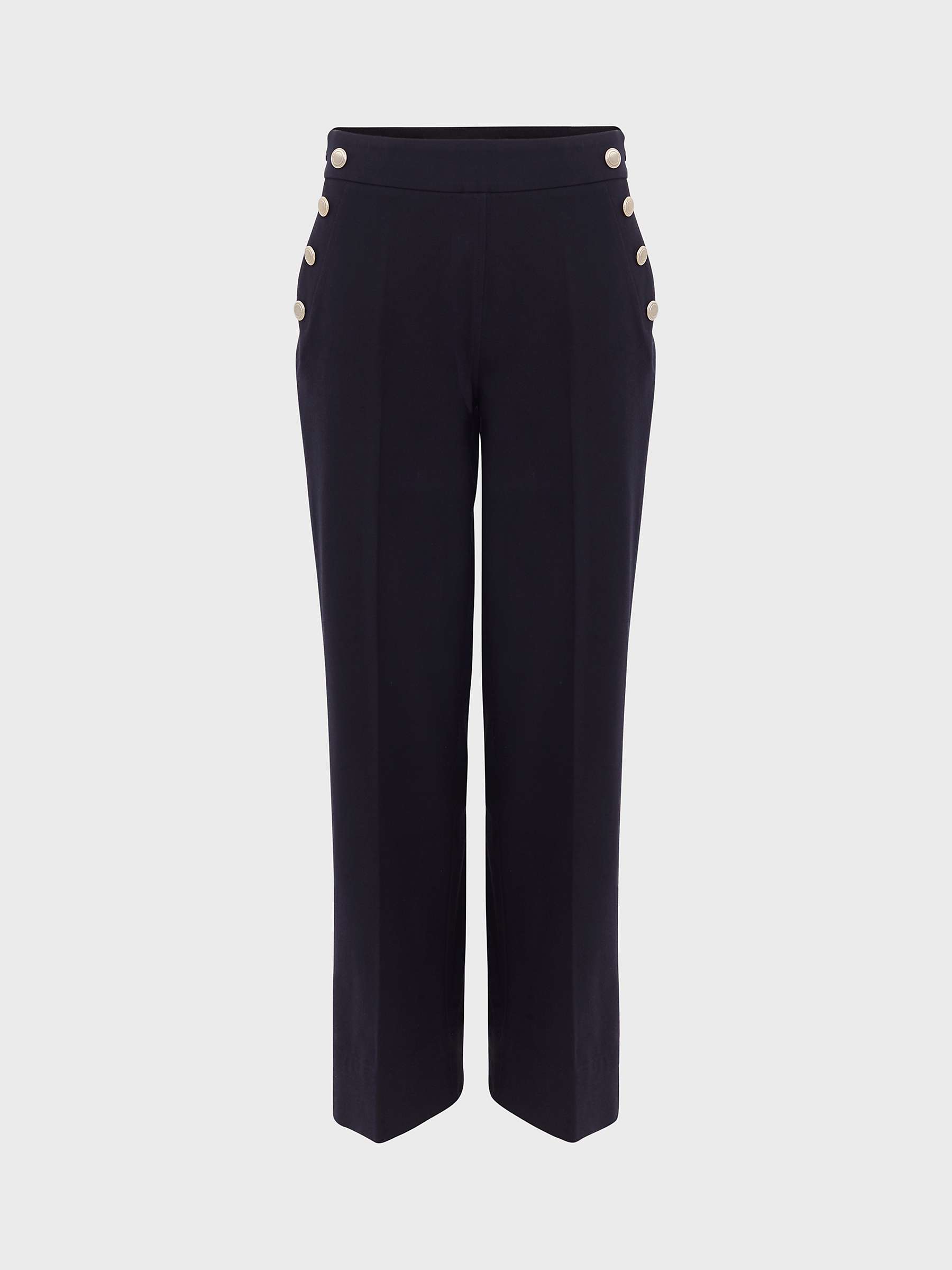 Buy Hobbs Petite Hana Cotton Blend Trousers, Navy Online at johnlewis.com