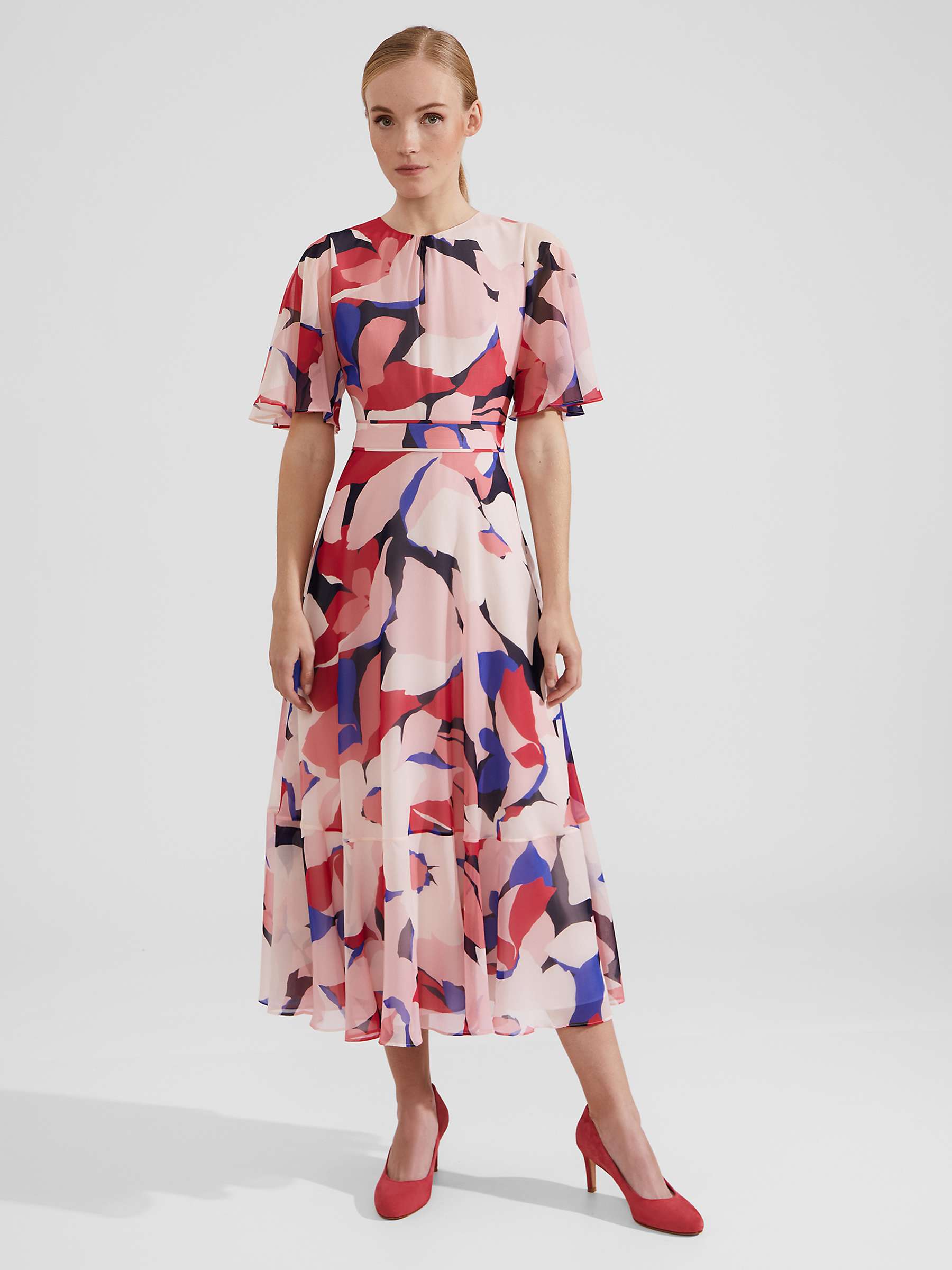 Buy Hobbs Petite Freya Silk Midi Dress, Multi Online at johnlewis.com
