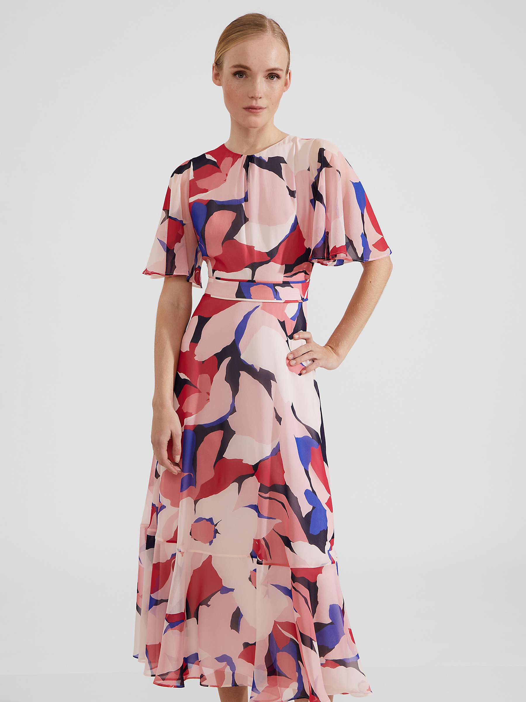 Buy Hobbs Petite Freya Silk Midi Dress, Multi Online at johnlewis.com