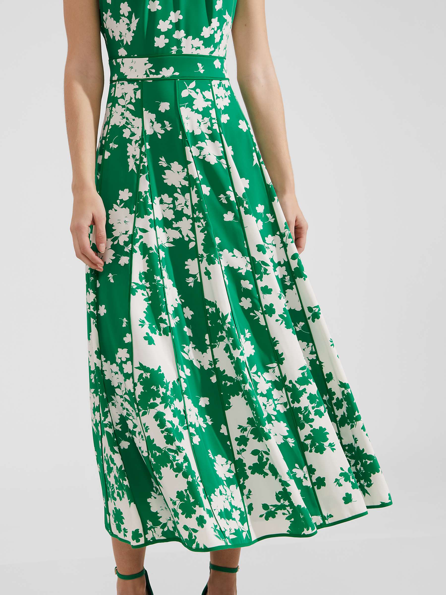 Buy Hobbs Petite Angelica Floral Midi Dress, Green/ Ivory Online at johnlewis.com