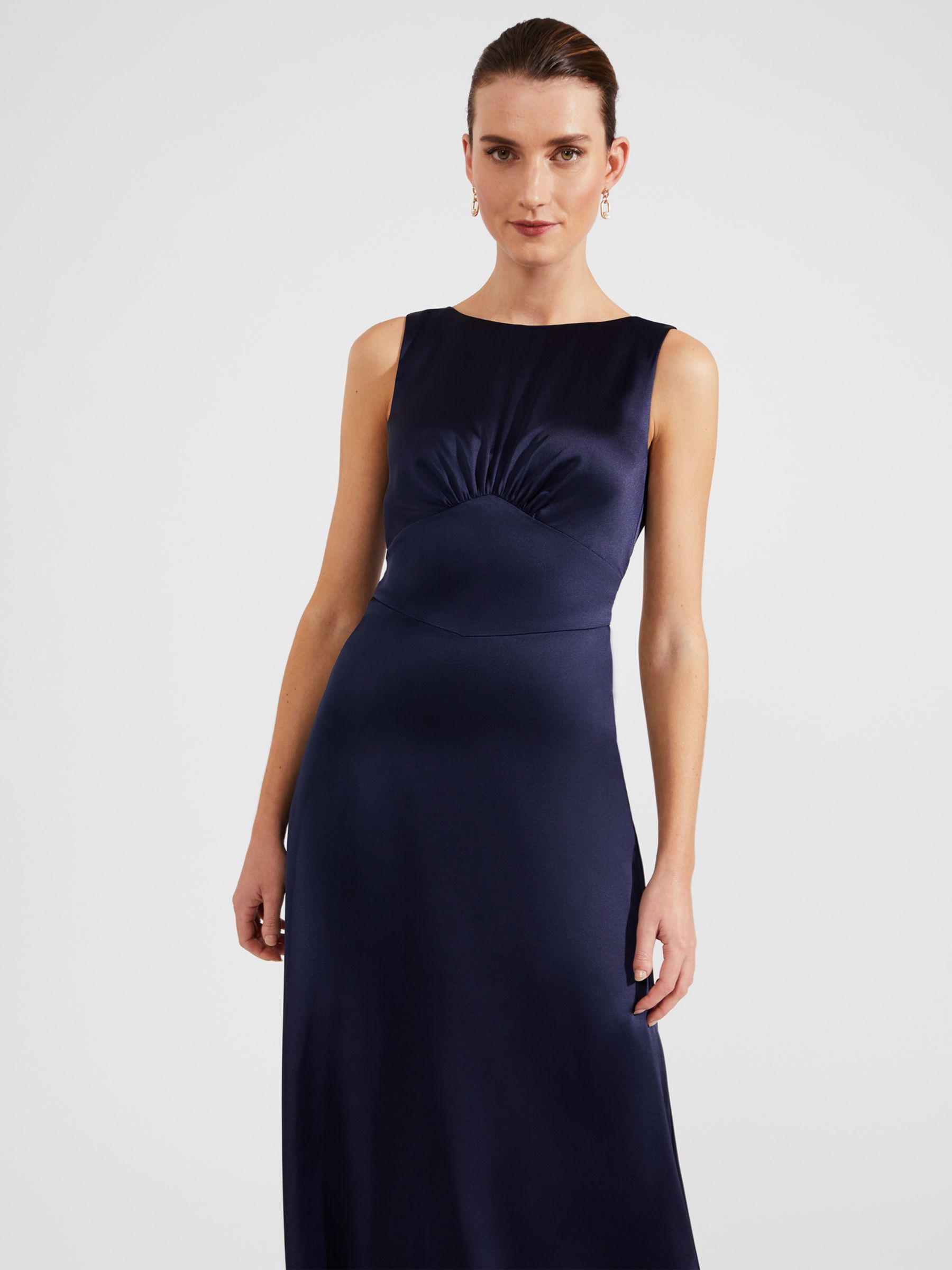 Buy Hobbs Jemma Empire Line Maxi Satin Dress, Midnight Navy Online at johnlewis.com