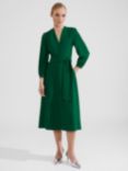 Hobbs Magnolia Belted Midi Dress, Green