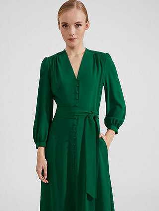 Hobbs Magnolia Belted Midi Dress, Green