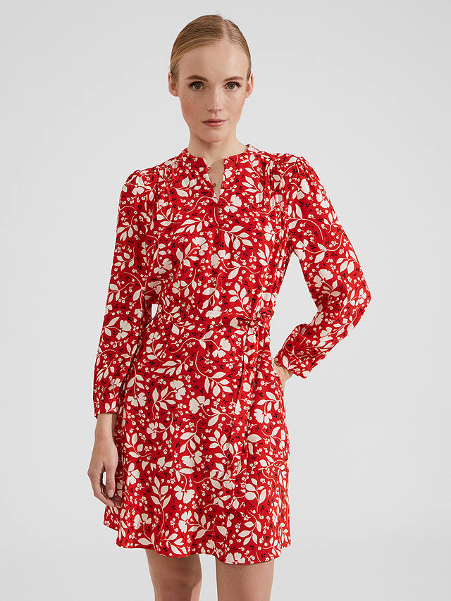 Hobbs Erin Ecovero Mini Dress, Red/Multi