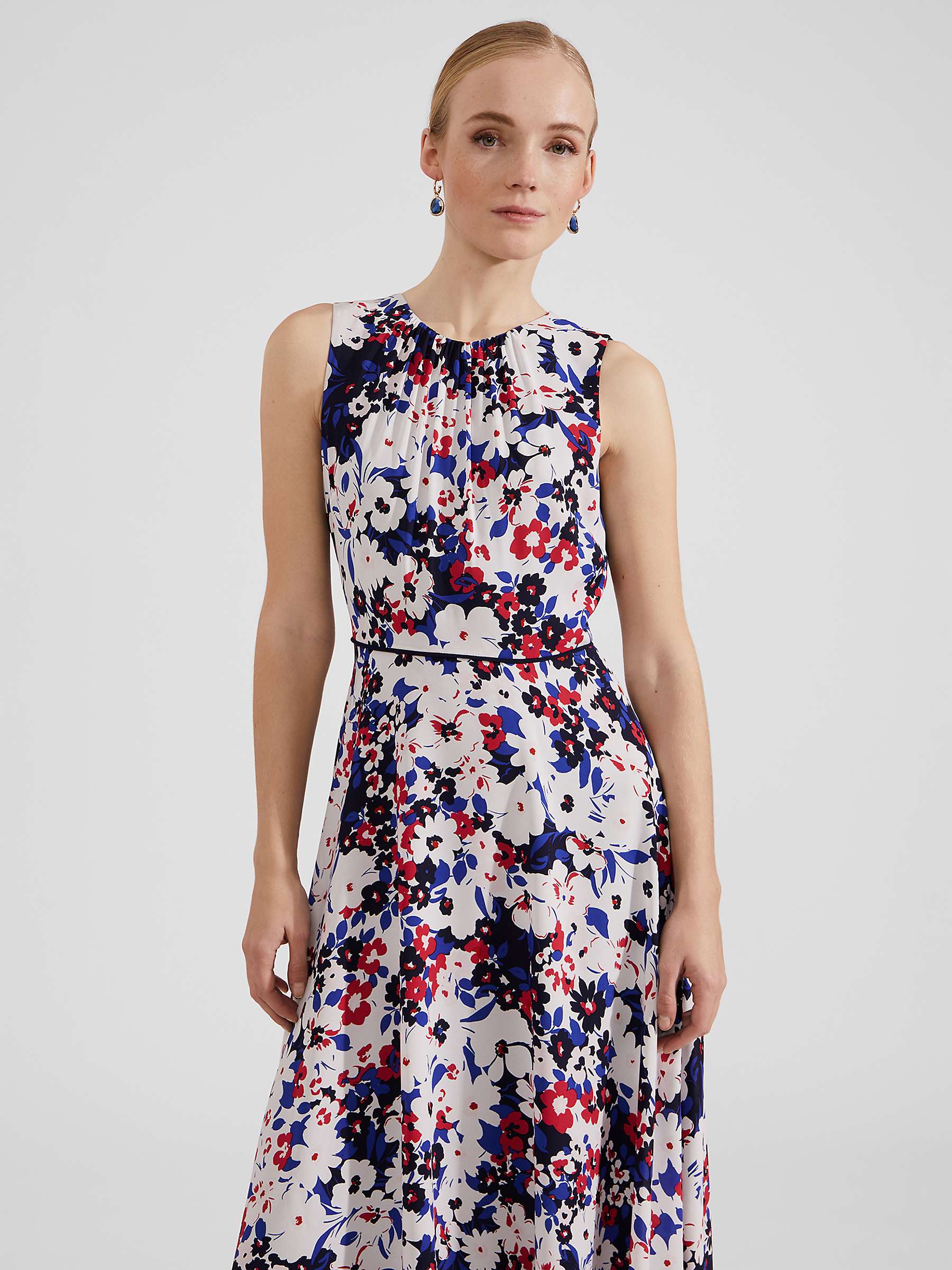 Buy Hobbs Carly Floral Print Midi Dress, Navy/Multi Online at johnlewis.com