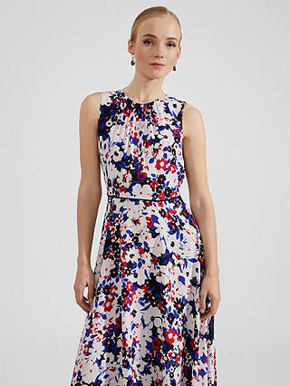 Hobbs Carly Floral Print Midi Dress, Navy/Multi