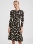 Hobbs Ami Ecovero Blend Jersey Dress, Black/Multi
