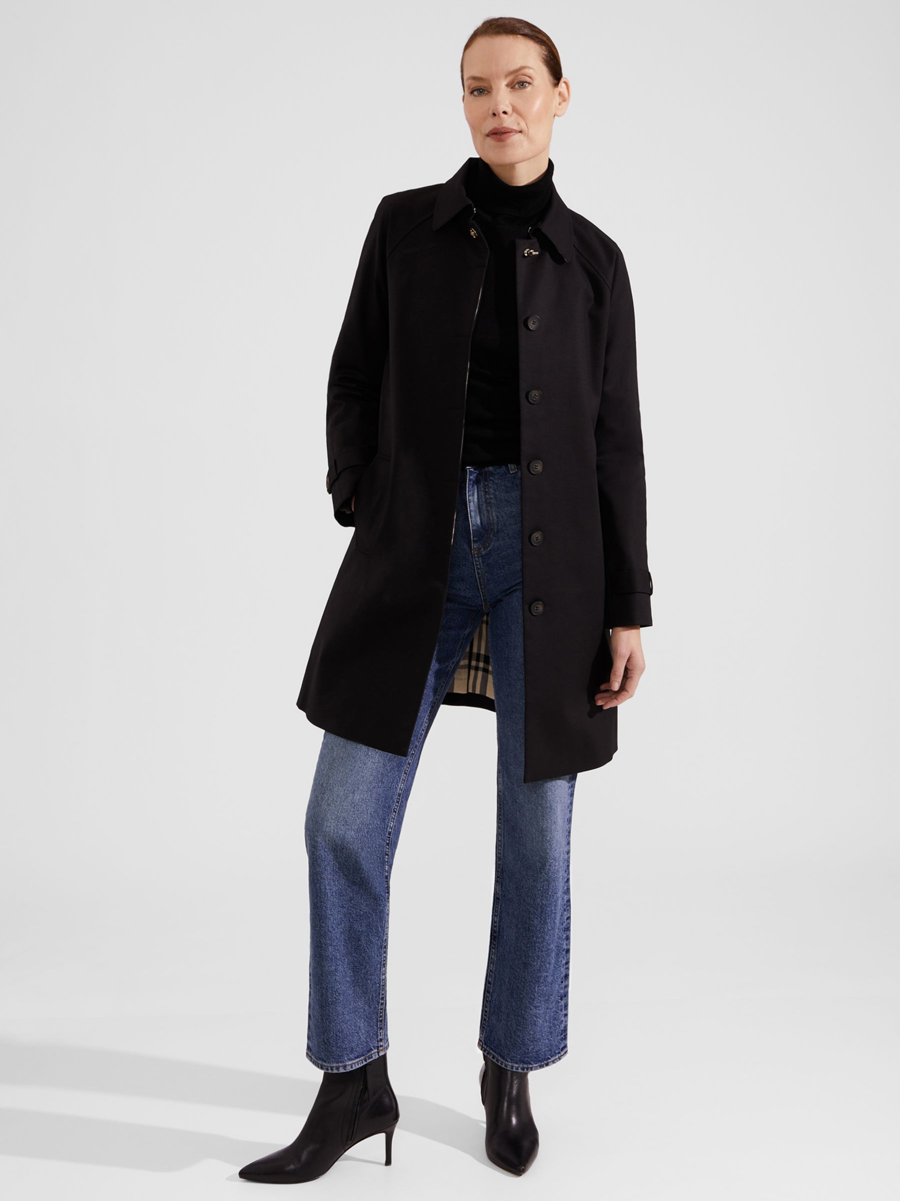 Hobbs Vivienne Trench Coat, Black at John Lewis & Partners