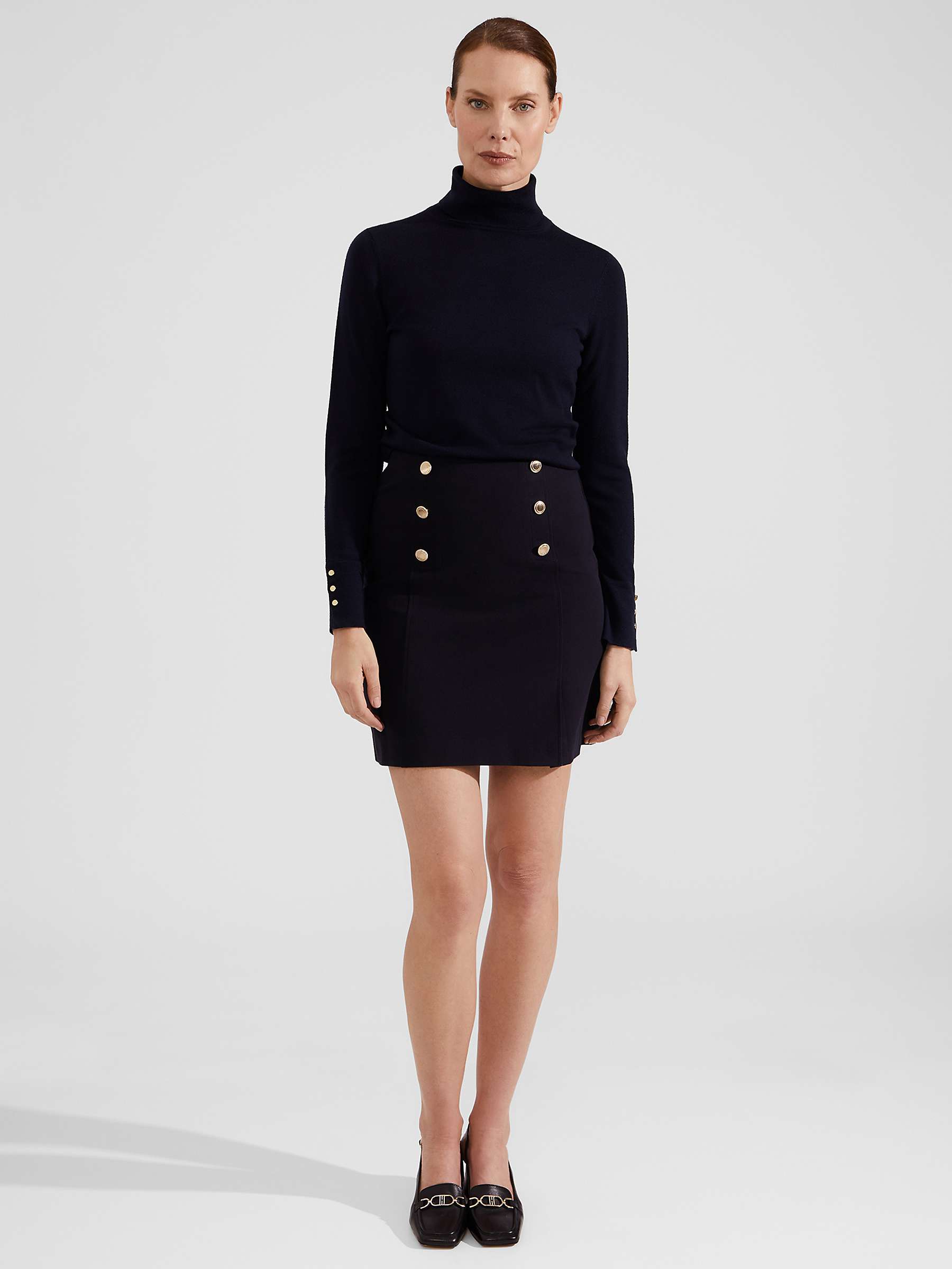 Buy Hobbs Hana Cotton Blend Mini Skirt, Navy Online at johnlewis.com
