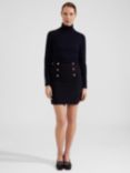 Hobbs Hana Cotton Blend Mini Skirt, Navy
