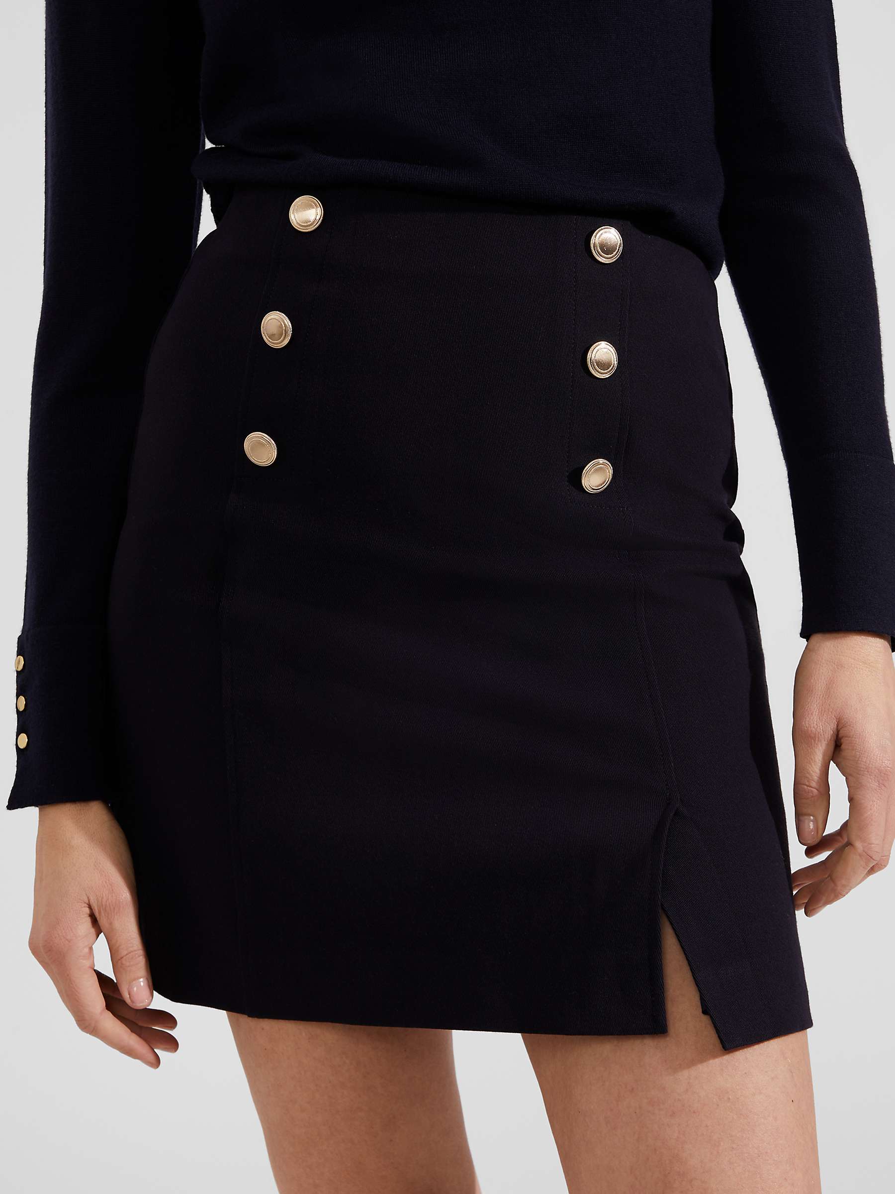 Buy Hobbs Hana Cotton Blend Mini Skirt, Navy Online at johnlewis.com