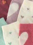 John Lewis Kids' Heart Cotton Rich Socks, Pack of 7, Multi