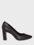 Hobbs Sheri High Block Heel Leather Court Shoes, Black, Black