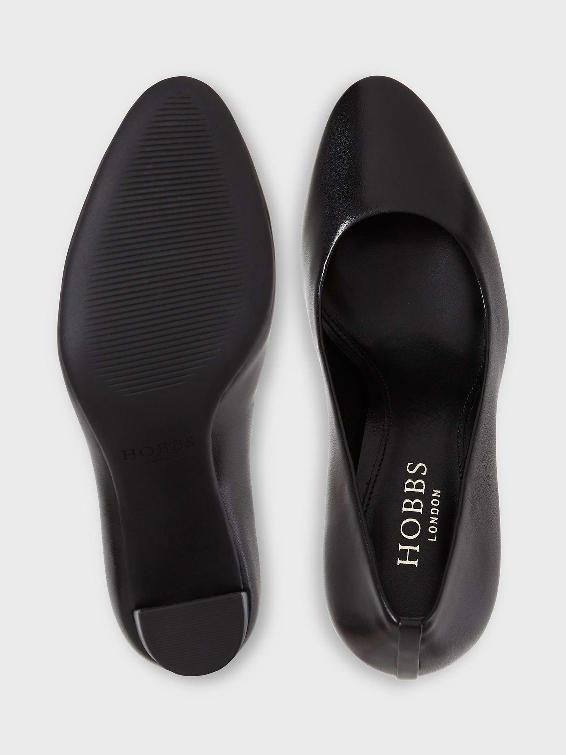 Buy Hobbs Sheri High Block Heel Leather Court Shoes, Black Online at johnlewis.com