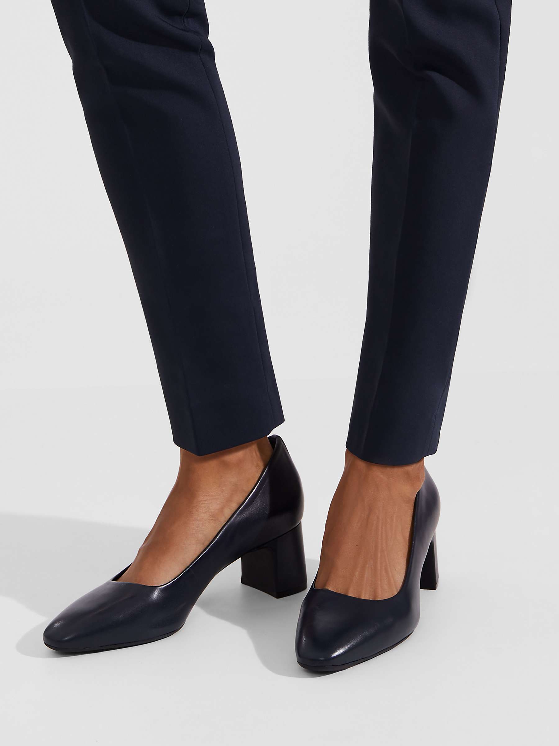 Buy Hobbs Clemmi Leather Court Shoes, Navy Online at johnlewis.com
