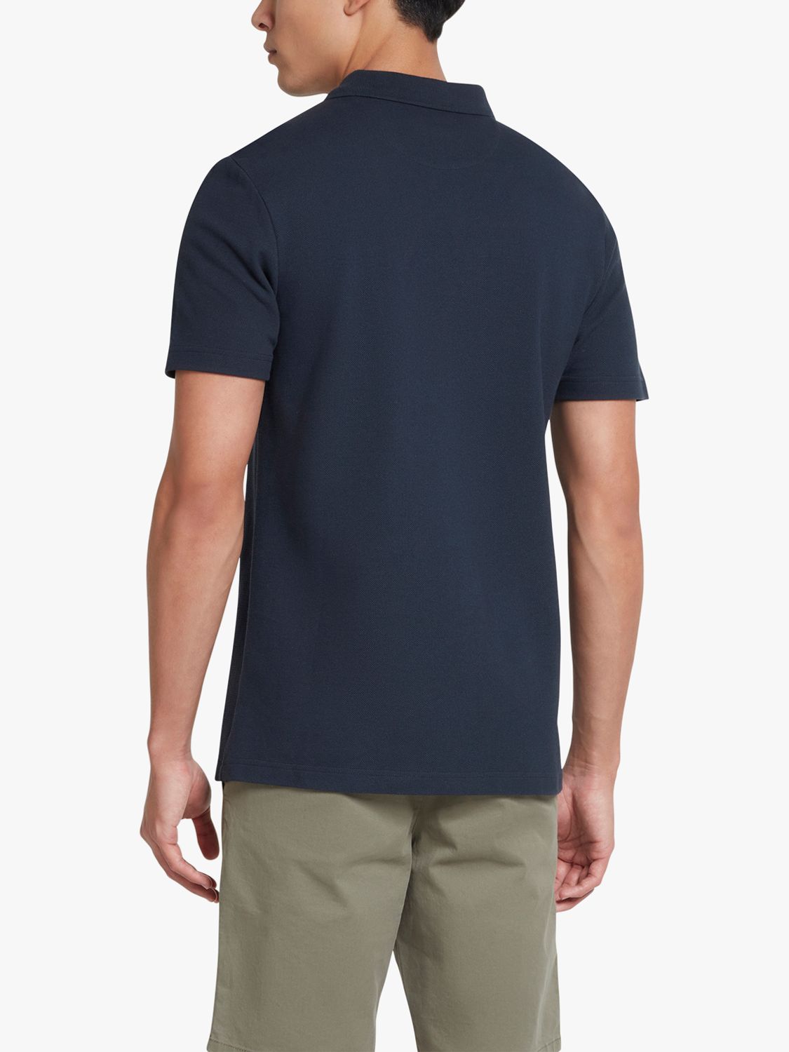 Farah Forster Organic Cotton Blend Short Sleeve Polo Shirt, Indigo, L