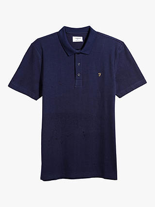 Farah Forster Organic Cotton Blend Short Sleeve Polo Shirt, Indigo