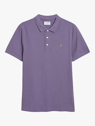 Farah Blanes Organic Cotton Short Sleeve Polo Shirt, Slate Purple
