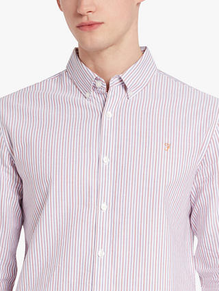 Farah Brewer Long Sleeve Organic Cotton Stripe Shirt, Slate Purple