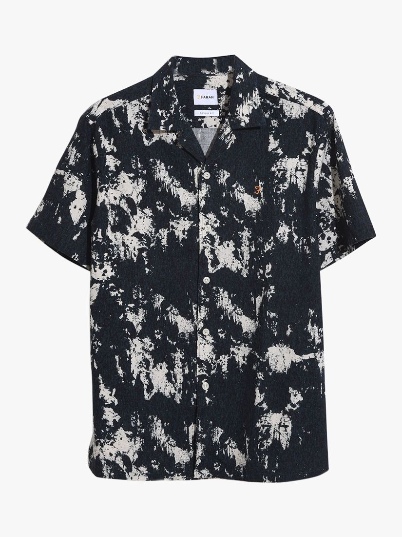Buy Farah Gabrielle Short Sleeve Linen Blend Shirt, True Navy Online at johnlewis.com