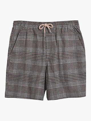 Farah Redwald Linen Blend Check Shorts, True Khaki