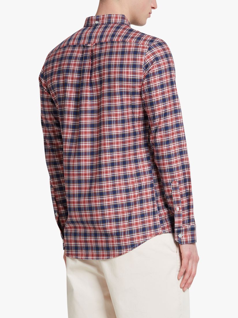 Farah Fraser Organic Cotton Check Long Sleeve Shirt, Clay Red, S