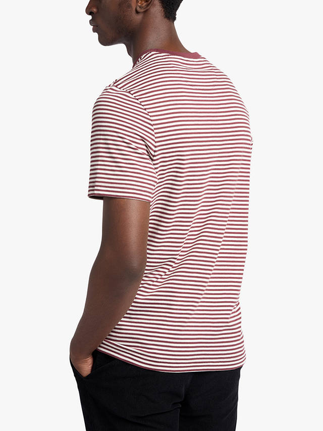 Farah Oakland Striped Short Sleeve T-Shirt, Dark Pink