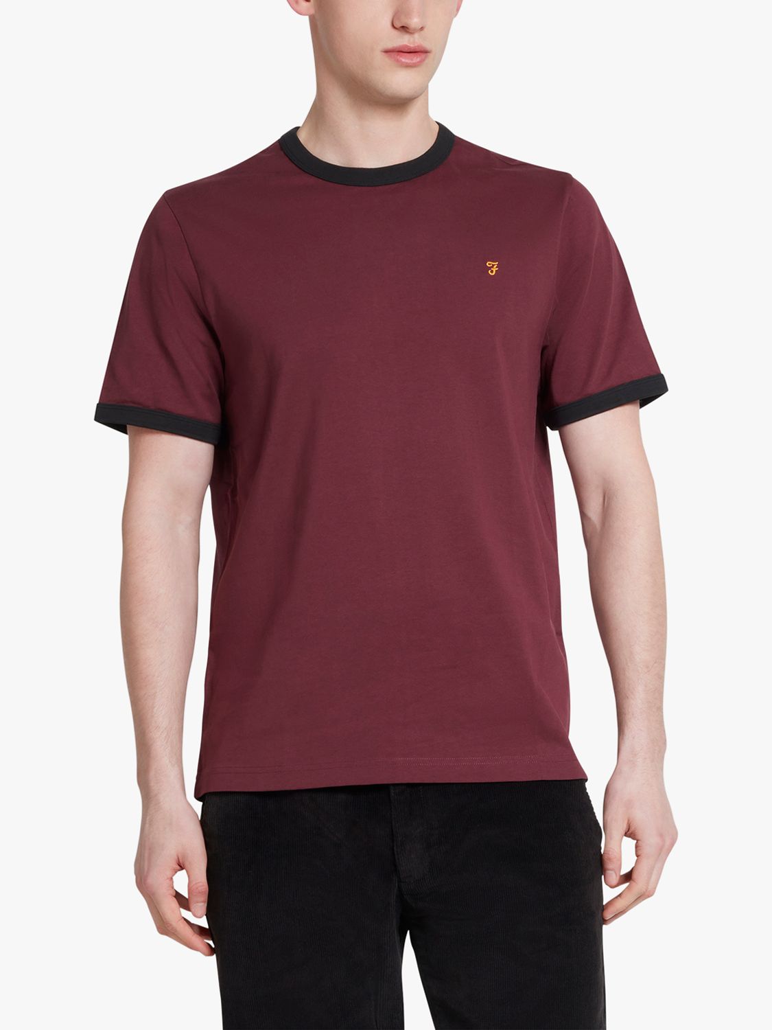 Farah Groves Ringer Short Sleeve T-Shirt, Farah Red, L