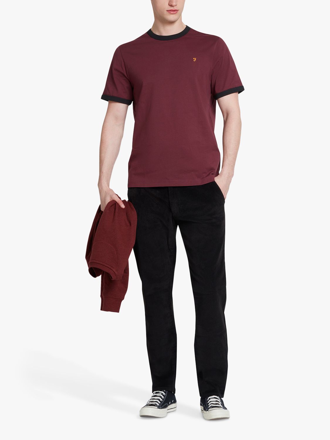 Farah Groves Ringer Short Sleeve T-Shirt, Farah Red, L