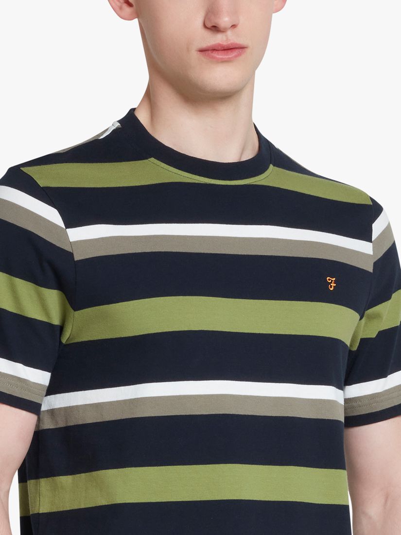 Farah Caspar Striped Organic Cotton Short Sleeve T-Shirt, Multi, L