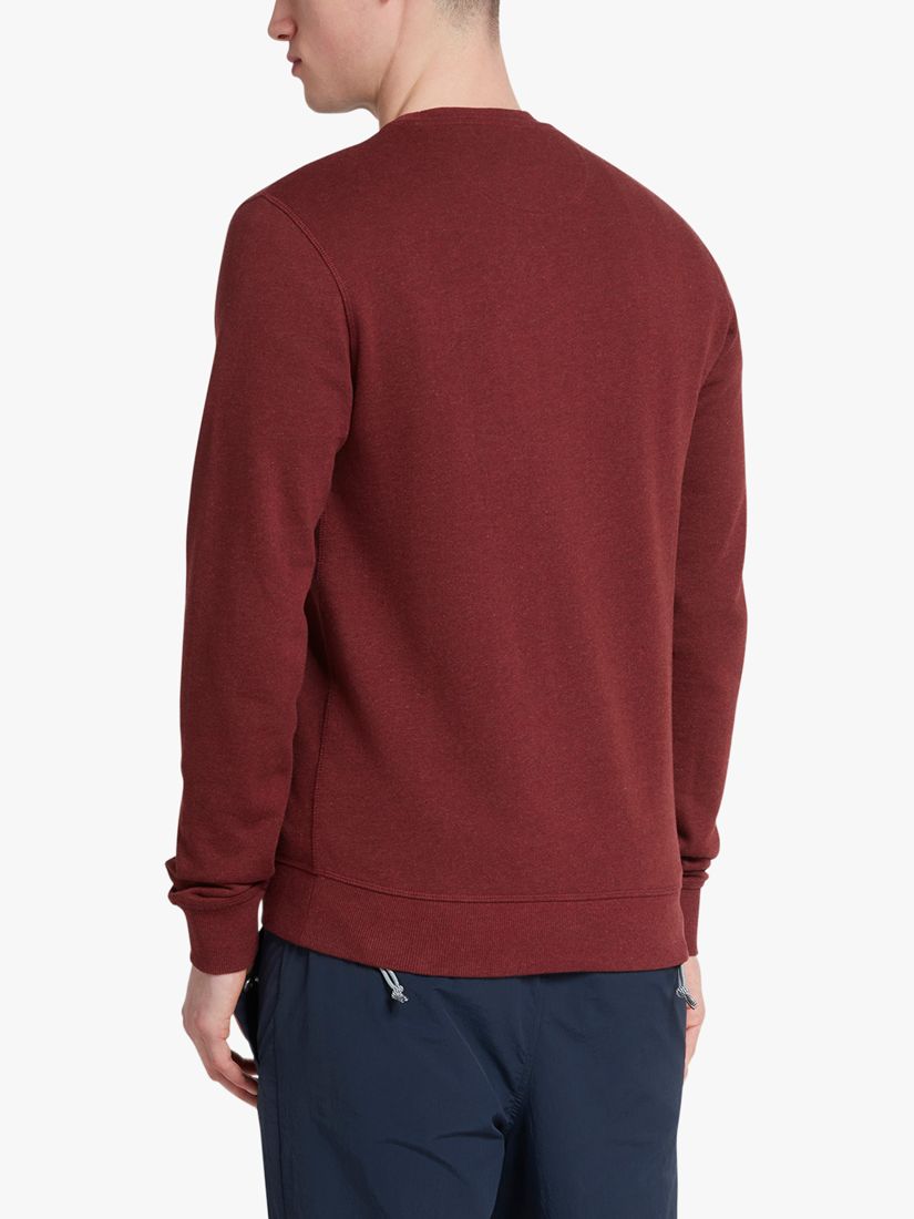 Farah Tim Slim Fit Organic Cotton Terry Sweatshirt, Red Marl, L