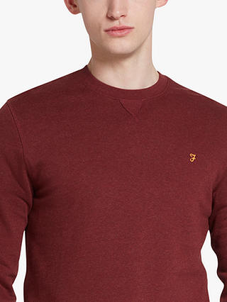 Farah Tim Slim Fit Organic Cotton Terry Sweatshirt, Red Marl