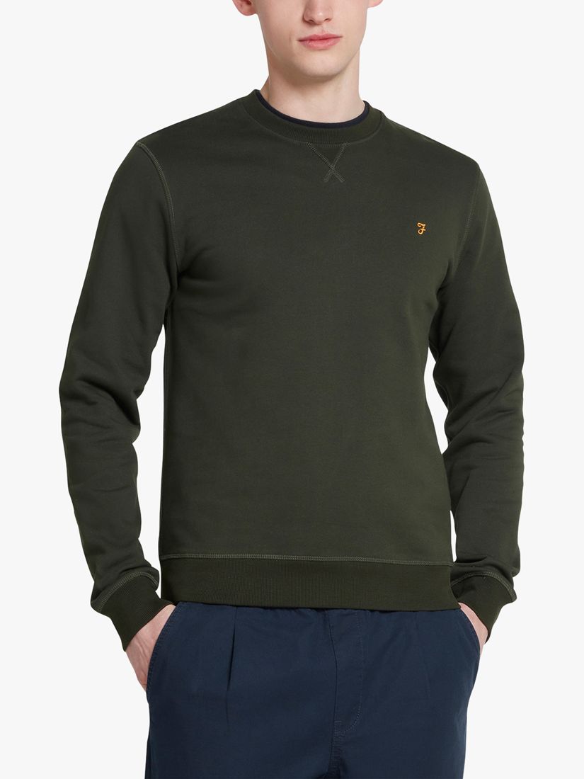 Farah Tim Slim Fit Organic Cotton Terry Sweatshirt, Evergreen, S