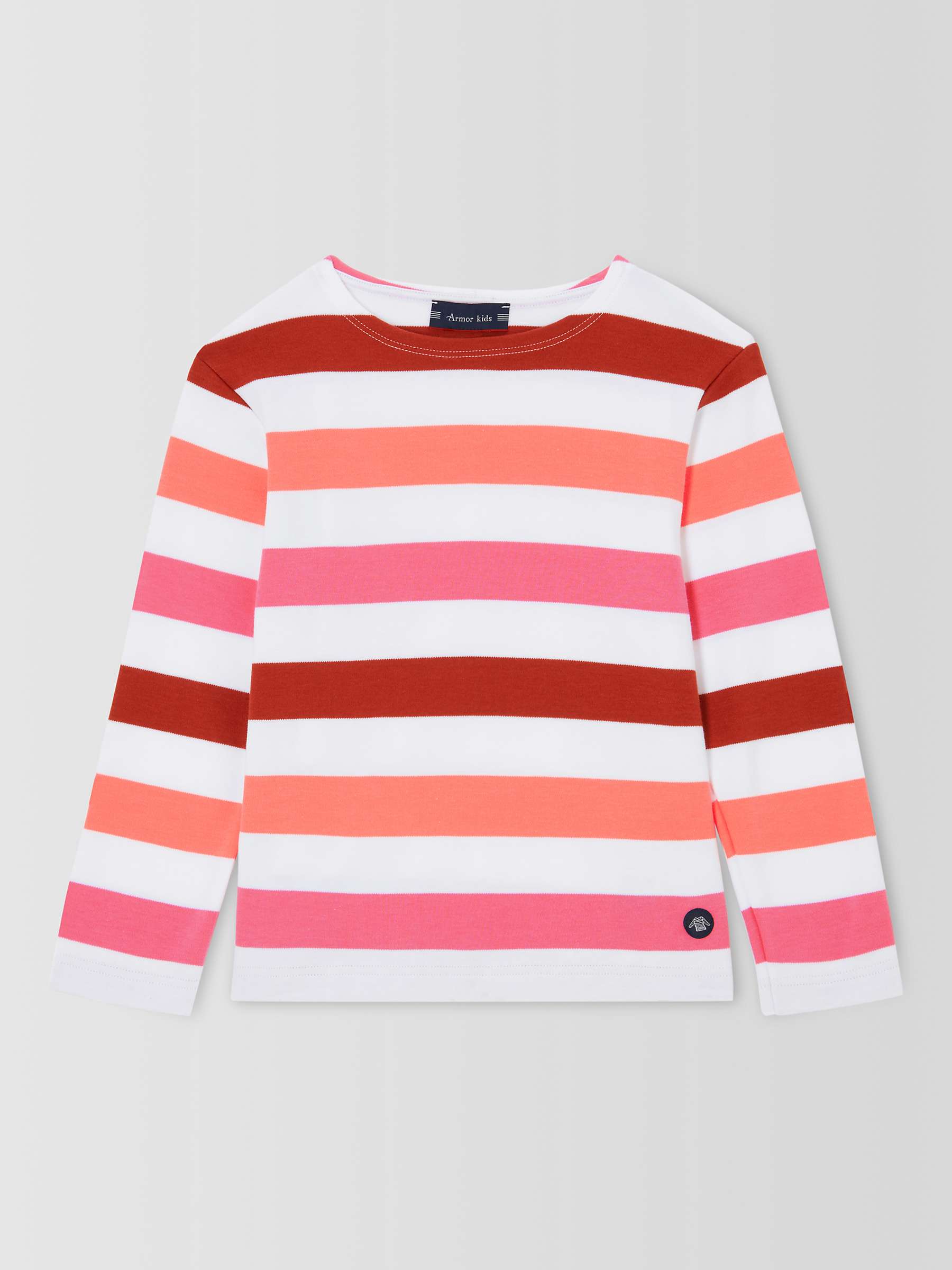 Buy Armor Lux Kids' Stripe Long Sleeve T-Shirt, Blanc/Ketchup/Flower Online at johnlewis.com