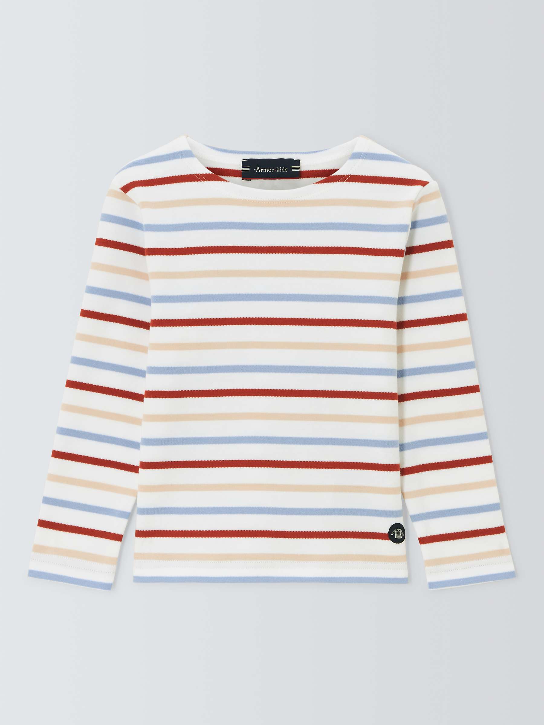 Buy Armor Lux Kids' Stripe Long Sleeve T-Shirt, Blanc/Marmo/Ketchup Online at johnlewis.com