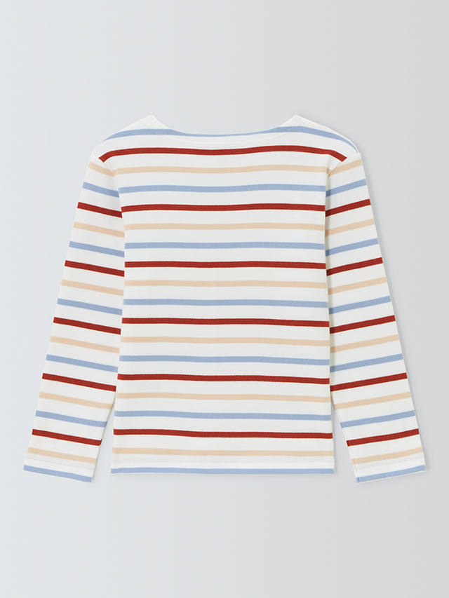 Armor Lux Kids' Stripe Long Sleeve T-Shirt, Blanc/Marmo/Ketchup