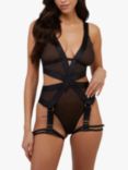 Playful Promises Etta Mesh & Elastic Multi-Strap Body, Black