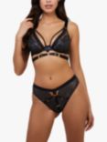 Playful Promises Tabitha Wet-Look Lace Plunge Bra, Black