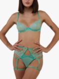 Wolf & Whistle Sarina Embroidered Strap Plunge Bra, Green