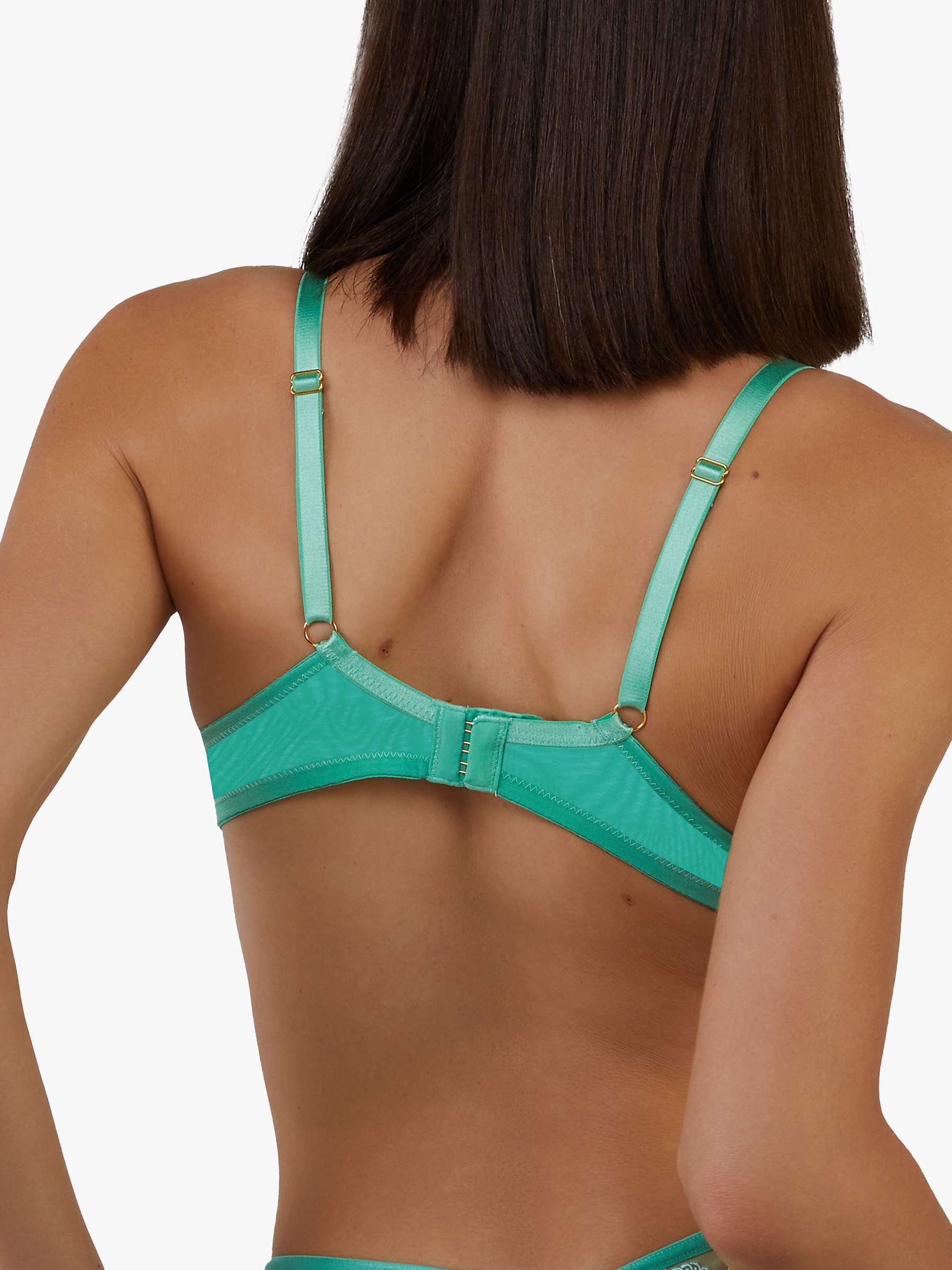 Buy Wolf & Whistle Sarina Embroidered Strap Plunge Bra, Green Online at johnlewis.com