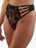 Playful Promises Vivian Embroidered High Waisted Thong, Black