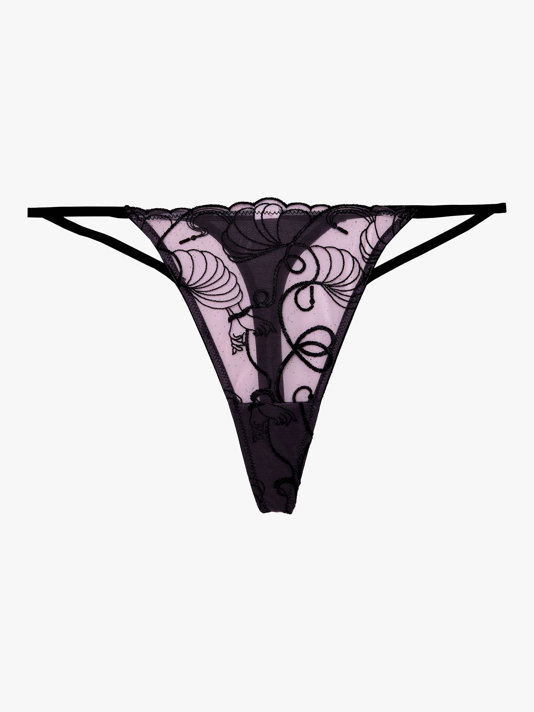 Buy Playful Promises Jessie Whip Embroidery Thong, Pink/Black Online at johnlewis.com