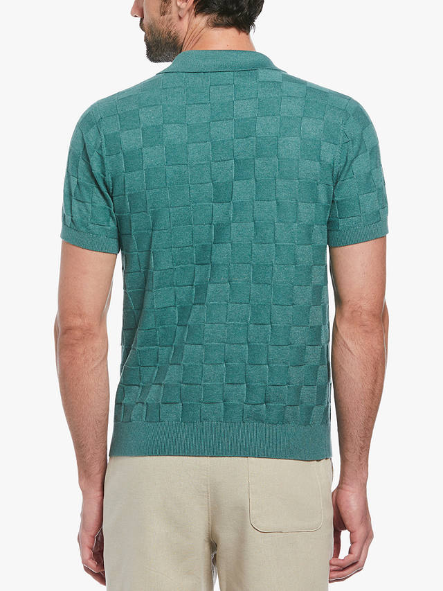 Original Penguin Short Sleeve Jacquard Jumper Polo Top, Sea Pine