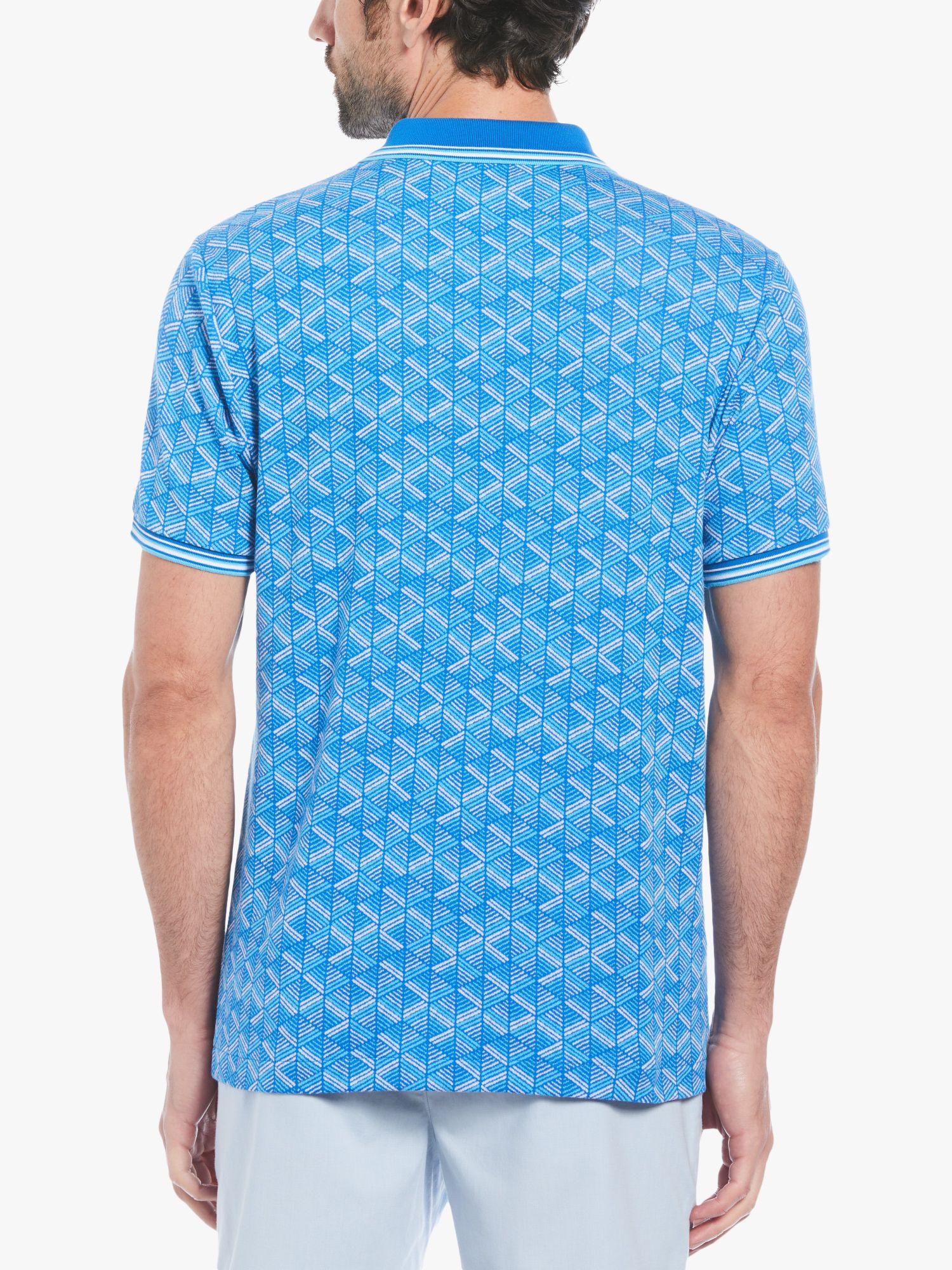 Original Penguin 1/4 Zip All-Over Geo Print Polo Shirt, Blue, L