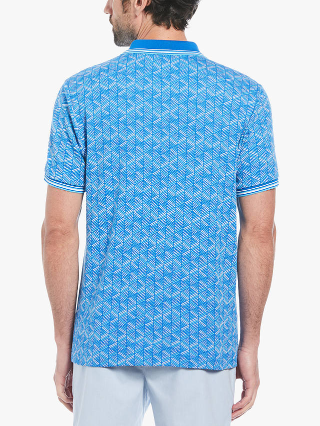 Original Penguin 1/4 Zip All-Over Geo Print Polo Shirt, Blue